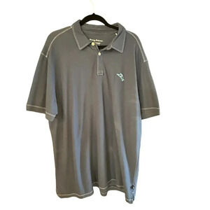Tommy Bahama Gray island zone embroidered Short Sleeve Polo Shirt Size XXL
